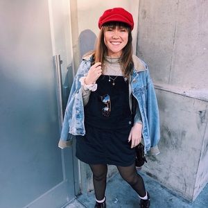 urban outfitters BDG velvet overall mini dress